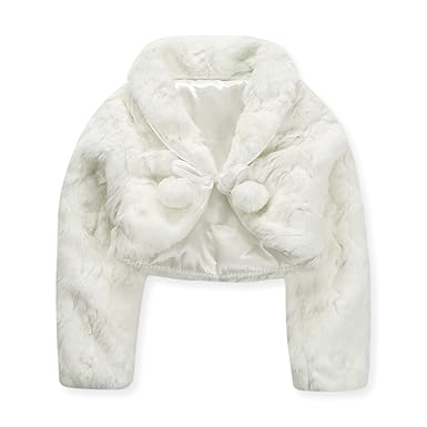 Insun Mädchen Bolero Kinder Winter Elfenbein Festliche Strickjacke Langarm Jacke Schulterjacke Kunstpelz