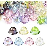 Ipotkitt 35pcs 7 Colors Acrylic Flower Bead Caps Plastic Wind Bell Beads Cute Floral Spacer Beads for DIY Craft Bracelet Keychain Necklace Jewelry Making