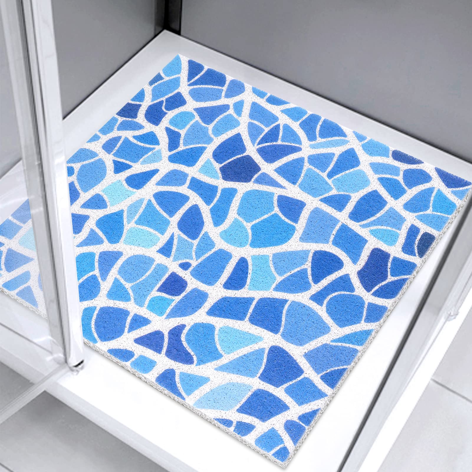 Square Shower Mat 60x60cm Non Slip Anti Mould Bath Tub Mat for Inside Shower, Loofah Massage Anti-Slip Shower Mat for Inside Bath, Cuttable Bathtub Mat Bathroom Rug with Drain Washable Quick Dry