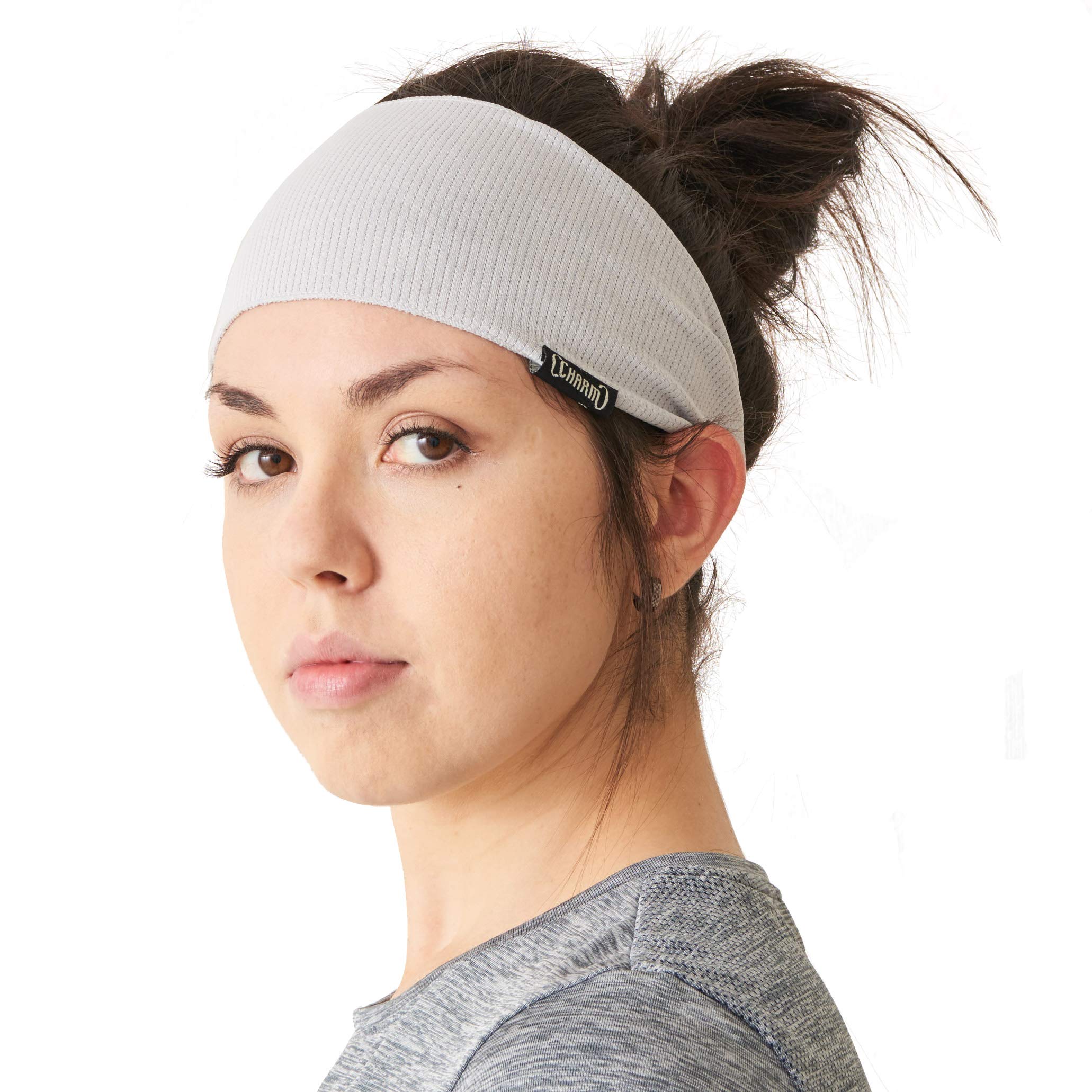 Casualbox | Sports Headband Yoga Hairband Sweat Wicking Moisture Absorbing Light Grey
