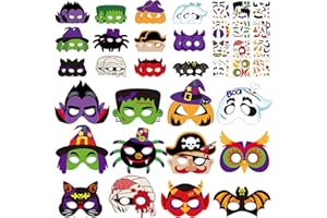 Capoda 24 Pcs Halloween Mask Craft Kit for Kids Witch Paper Mask Pumpkin Pirate DIY Craft for Halloween Party Activities