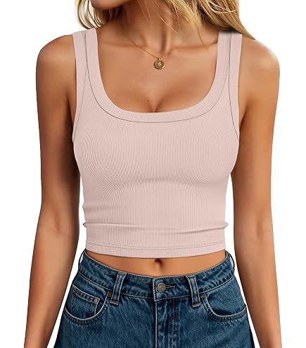 Women Y2K Grunge Rib Knit Crop Tank Tops Summer Sleeveless Casual