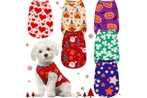 Xuniea 6 Pieces Holiday Dog Shirt Christmas Dog Clothes Thanksgiving Day Pet Clothes Seasonal Puppy Festival Vests Pet Shirts for Halloween Valentine's Day St Patrick's Day(S (fit 3-5lbs?)