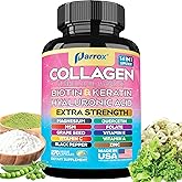 Parrox Collagen Peptides Types I, II, III, V & X, MCG Biotin, Keratin, Hyaluronic Acid, MSM, Zinc, Grape Seed Extract, Quercetin, Vitamin A, Vitamin C, Vitamin E, Magnesium, Folic Acid (270 Capsules)