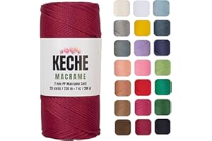 KECHE Macrame Cord | Macrame Supplies 2mm Polyester Macrame Rope Yarn for Table Runner Wall Décor Plant Hanging 251 Yards - Claret Red