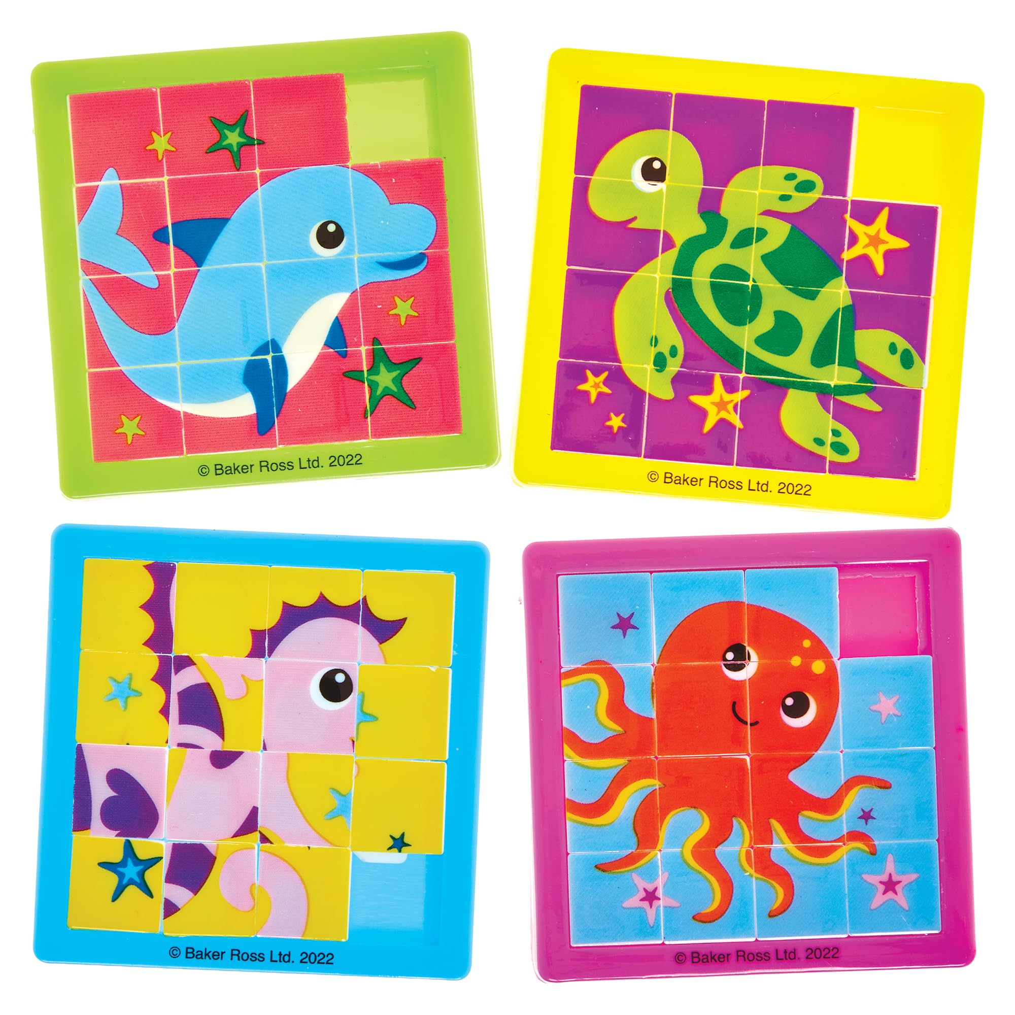 Baker Ross FX680 Sealife Buddies Sliding Puzzles - Pack of 6, Party Bag Fillers for Kids