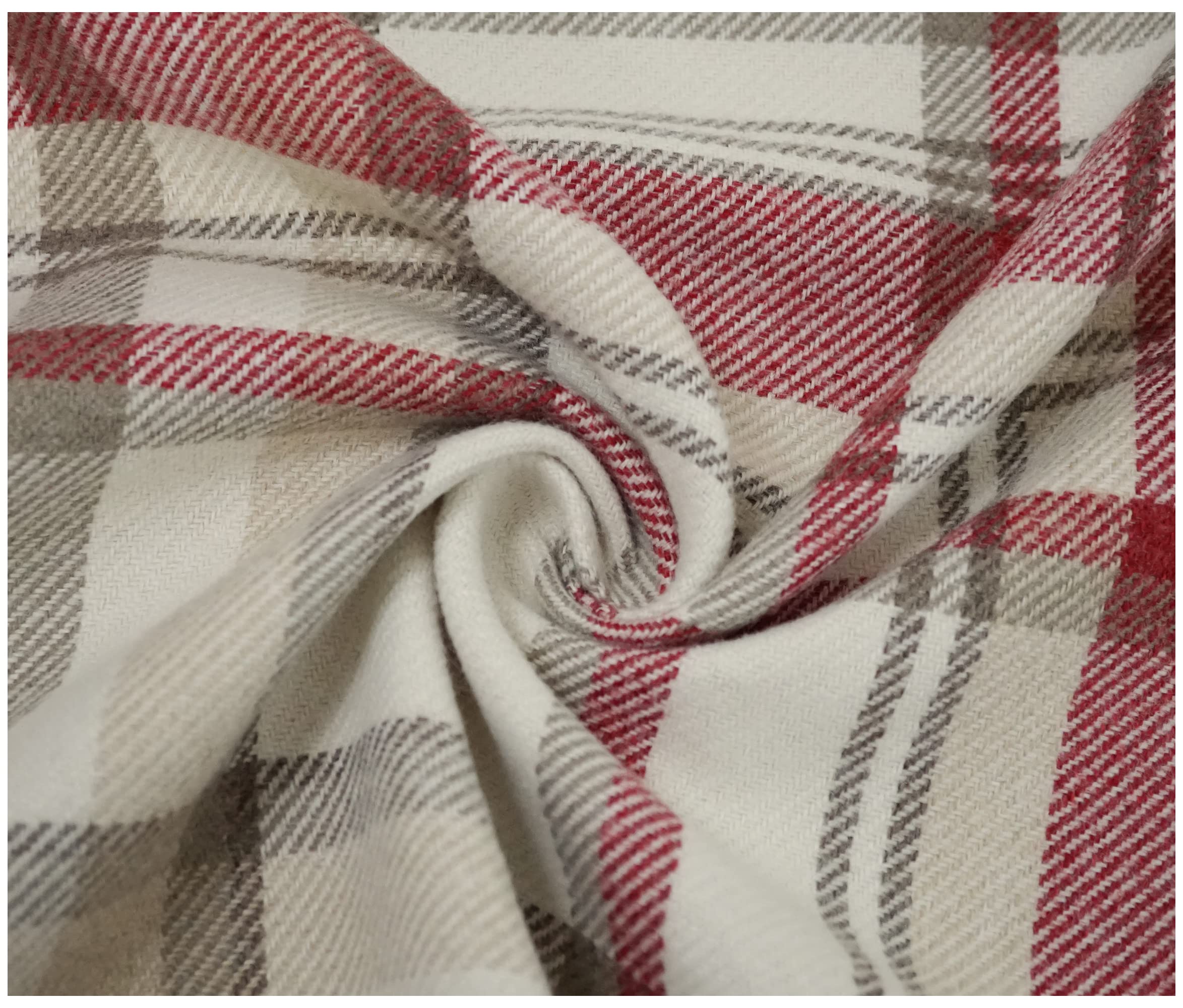 Skye Balmoral Thick Wool Effect Tartan Upholstery Curtain Fabric Sofa Plaid Fabric (300 x 140cm (3 Metre), Cranberry)