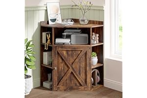 Vabches Corner Cabinet, Corner Storage Shelf with USB Ports and Outlets Industrial Organizer for Small Space Wooden 6-Cubby Bookshelf for Study, Playroom, Living Room (Amber Pine)