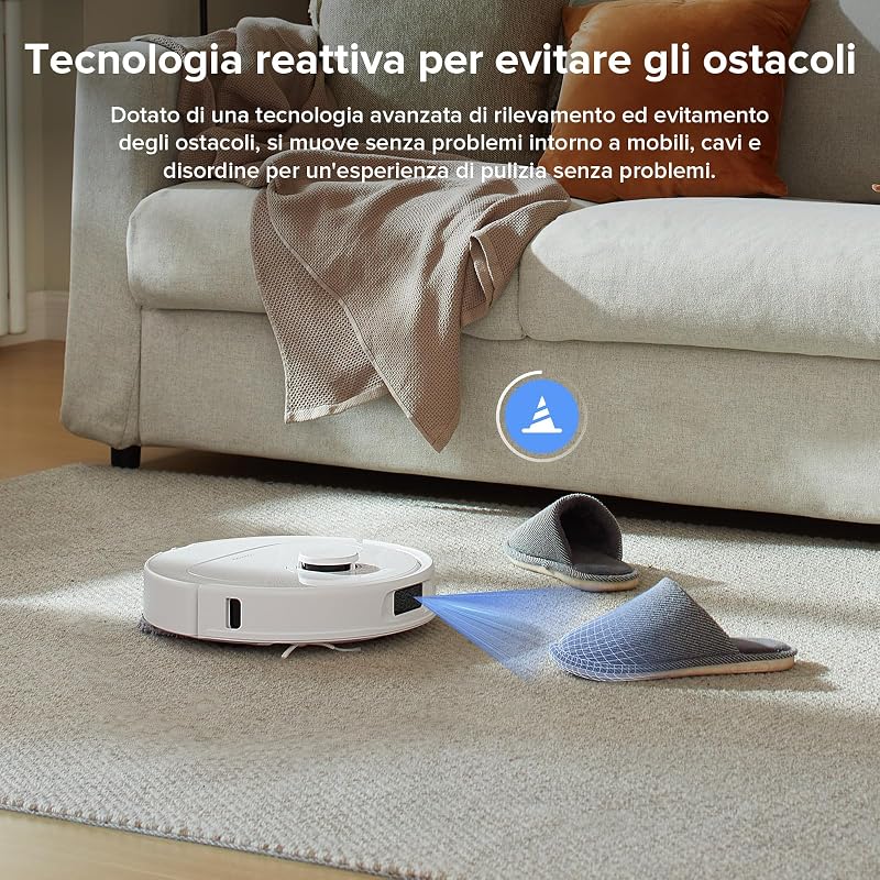roborock QV 35A set Robot Vacuum Cleaner, sucção de 8000Pa, duas esfregonas rotativas de elevação, escovas anti-emaranhado, tecnologia reativa para evitar obstáculos, navegação e mapeamento, Branco
