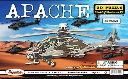 wooden apache helicopter model