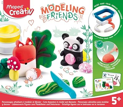 Creativ - Modeling Friends Cute - Activité Modelage - Animaux Attachants - Effets Marbrés et Mélanges de Couleurs - Figurines Décoratives à Collectionner - Dès 5 Ans