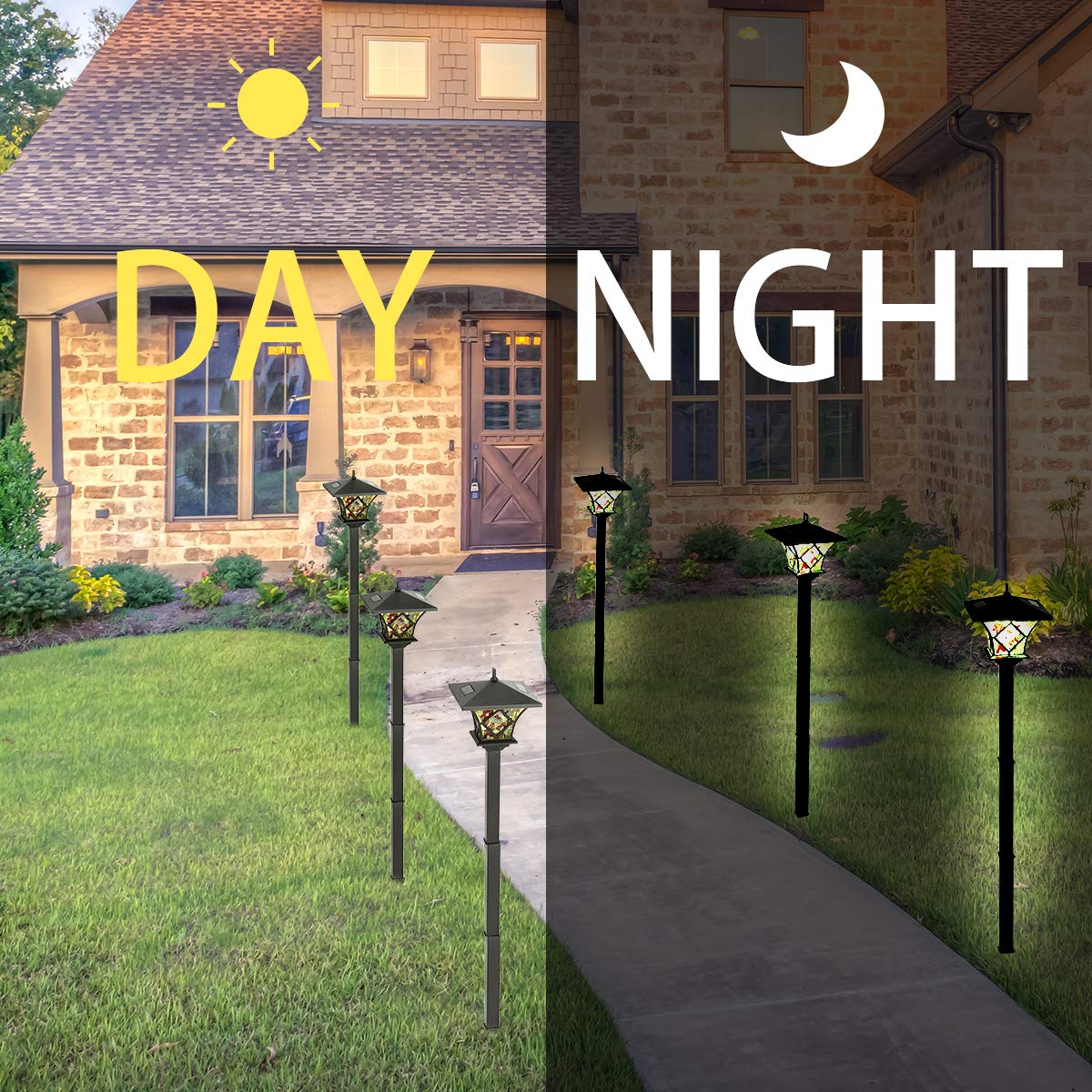 GIGALUMI Garden Solar Lights Outdoor, Tall Solar Powered Stake Lights