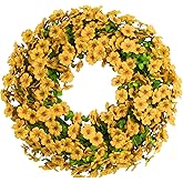 20 Inch Spring Summer Wreaths for Front Door, Artificial Flowers Violet Silk Floral Wreaths with Fake Plants Green Eucalyptus Leaves for Outdoors Farmhouse Wall Wedding Porch Home Decor