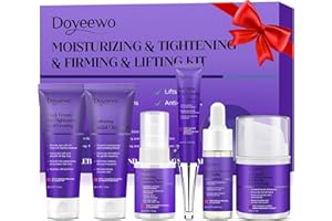 DOYEEWO Skin Care Set,6Pcs Professional Womens Teens Tighten Lift Firm Skincare,Hydrate Anti-Aging Facial Routine Kit Travel Gift Set,Birthday Christmas Secret Santa Gifts for Women Teenage Girl Wife Mom