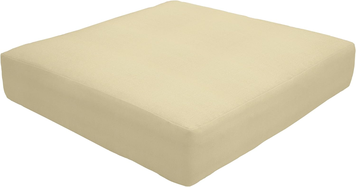Custom x Easy Way Products 19220U-E5422 Custom Knife Edge Ottoman Cushion, 25" x 22"/Sewn Closed, Sunbrella Canvas Antique Beige