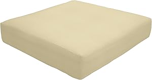 Custom x Easy Way Products 19220U-E5422 Custom Knife Edge Ottoman Cushion, 25" x 22"/Sewn Closed, Sunbrella Canvas Antique Beige