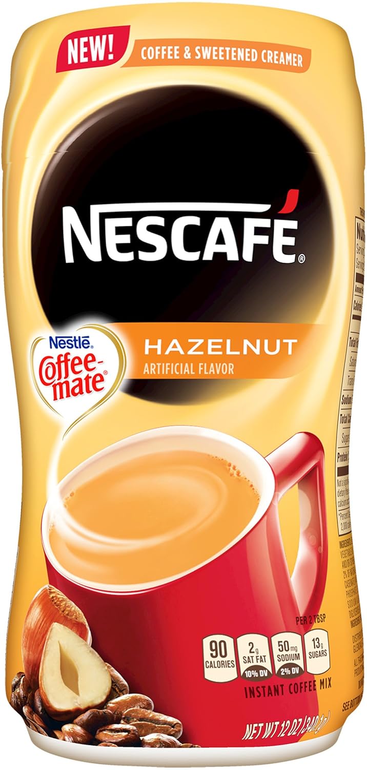 NESCAFE INSTANT COFFEE MIX WITH NESTLE HAZELNUT COFFEE MATE 340g JAR