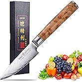 Damascus Paring Knife 3.5”, Peeler for Fruit, 73 Layers Damascus Steel Small Kitchen Knife with 10Cr15CoMoV Cutting Core, Whi