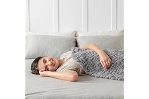 Maetoow Handmade 15 lb Soft Knitted Weighted Blanket, 60 x 80 Inch Breathable Chunky Knit Gravity Blanket Throw, Home Decor for Sofa Couch Bed, Light Grey