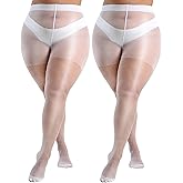 HeyUU Plus Size Sheer Tights for Women, Ultra Thin Pantyhose Reinforced Toes High Waist Stockings XL-4XL