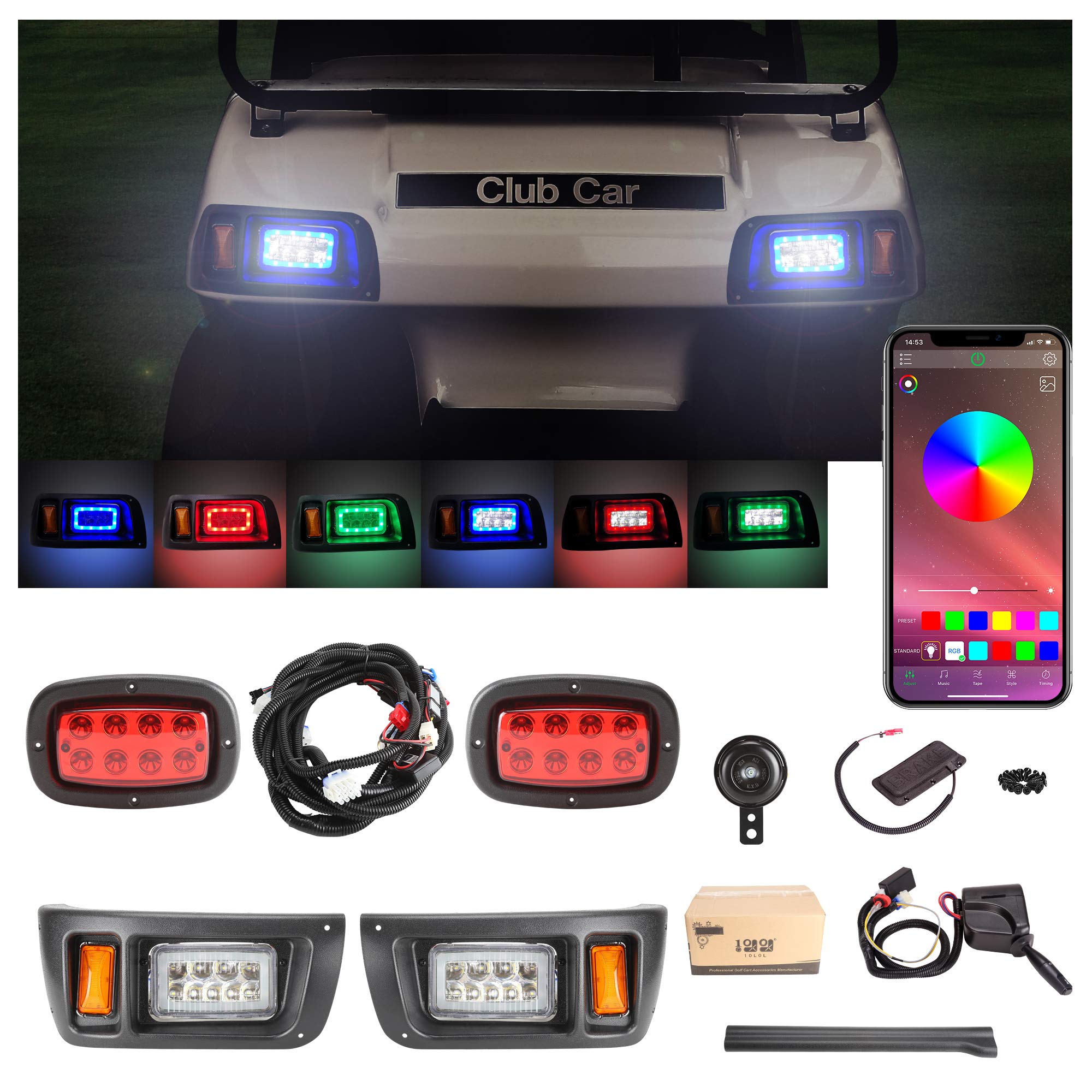 Buy 10L0L Golf Cart LED Headlight and Tail Light Kits for Club Car DS Carts (12V48V), Super