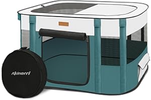 AKINERRI Dog Playpen - Foldable Cat Play Pens for Pubby,Kitten, Rabbit,Portable Pet Tent with Carring Bag for Indoor/Outdoor Travel Camping (Blue-Medium)