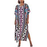 IMAGEKOPE Kaftan Dresses for Women Plus Size Bathing Suit Cover up Vneck Batwing Dress Loose fit Moroccan Caftan mumu Dresses