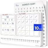 SCRIBBLEDO Bar Model 9&rdquo;x12&rdquo; Small White Board Dry Erase Sheets Math Manipulatives Number Chart Ten Frame Number Line Math Supplies Teacher Students Classroom Pack of 10 Sheets