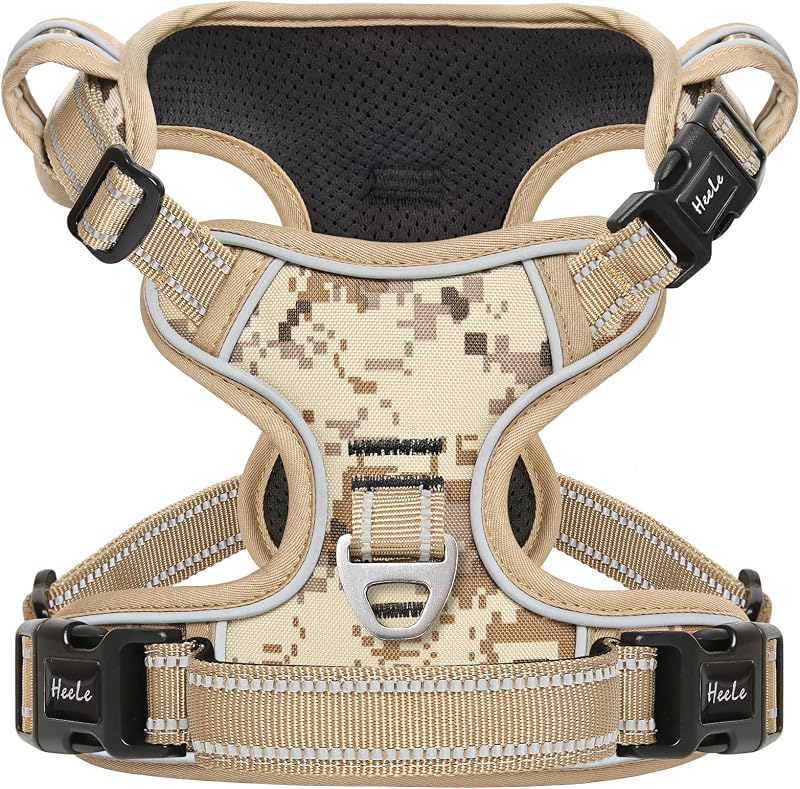 HEELE Dog Harness No Pull Camouflage Small Release Front Back Clips