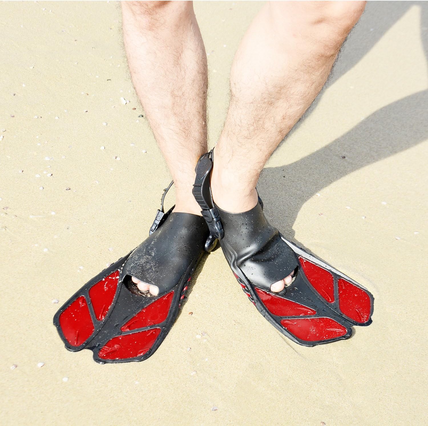 CAPAS Snorkel Fins, Swim Fins Travel Size Short Adjustable for Snorkeling Diving Adult Men Women Kids Open Heel Swimming Flippers : Sports & Outdoors