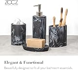 ZCCZ Marble Pattern Bathroom Accessories Set 4 Piece Black Resin view 2