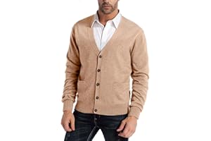 Kallspin Men's Cardigan Sweaters Wool Blend V Neck Button Down Sweaters with Pockets