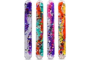 Playlearn 4pk 5” Spiral Glitter Wands - Wide Diameter - Sensory Wands for Kids - Glitter Tube Wonder Wand - Calming Toys
