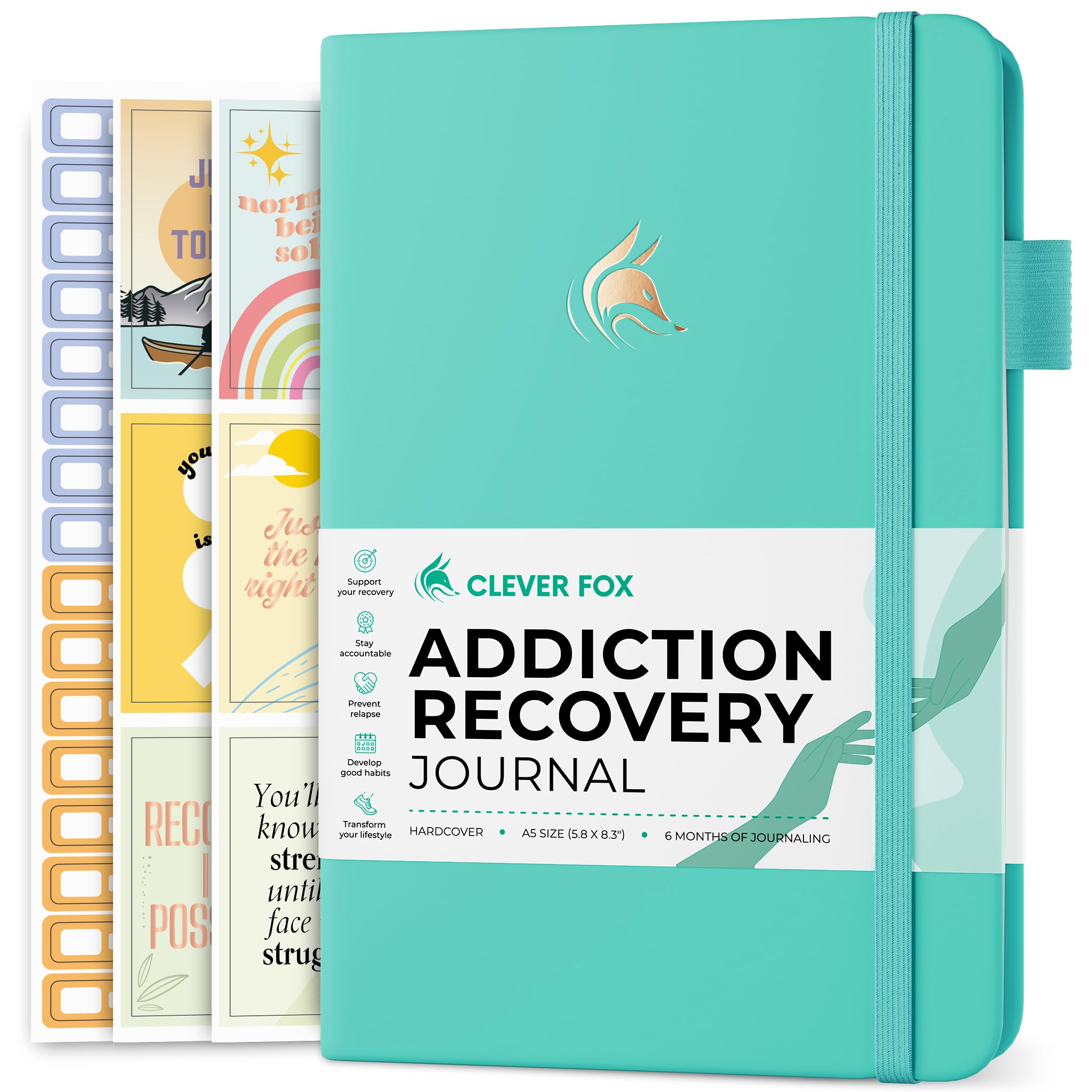 Clever Fox Addiction Recovery Journal – Guided Sobriety Workbook for Alcohol, Drug, Gambling, Eating & Other Addictions – Daily Planner to Support Recovery Progress – A5 Size (Turquoise) — image 1