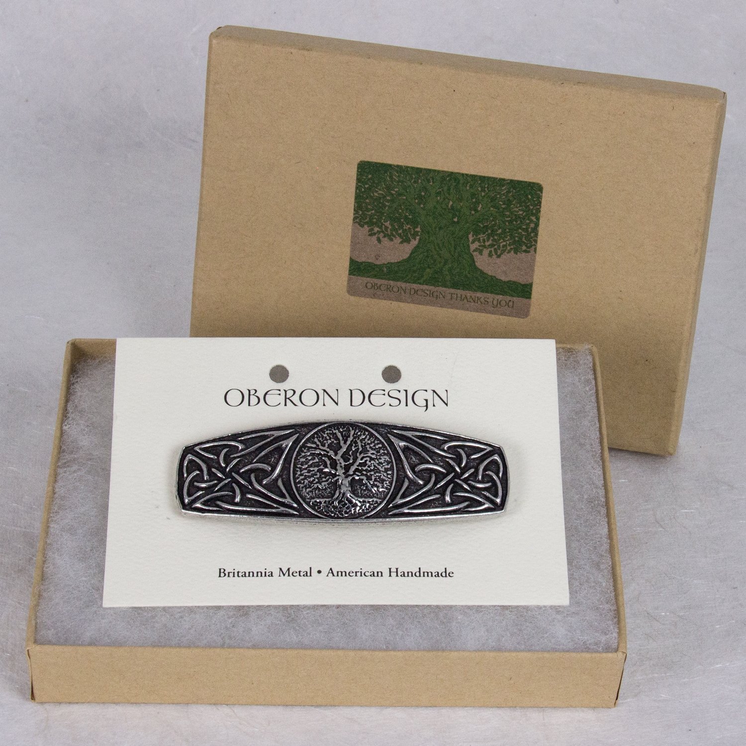 World Tree Hair Clip, Medium Hand Crafted Metal Barrette Made in the USA with a 70mm Imported French Clip by Oberon Design : Beauty