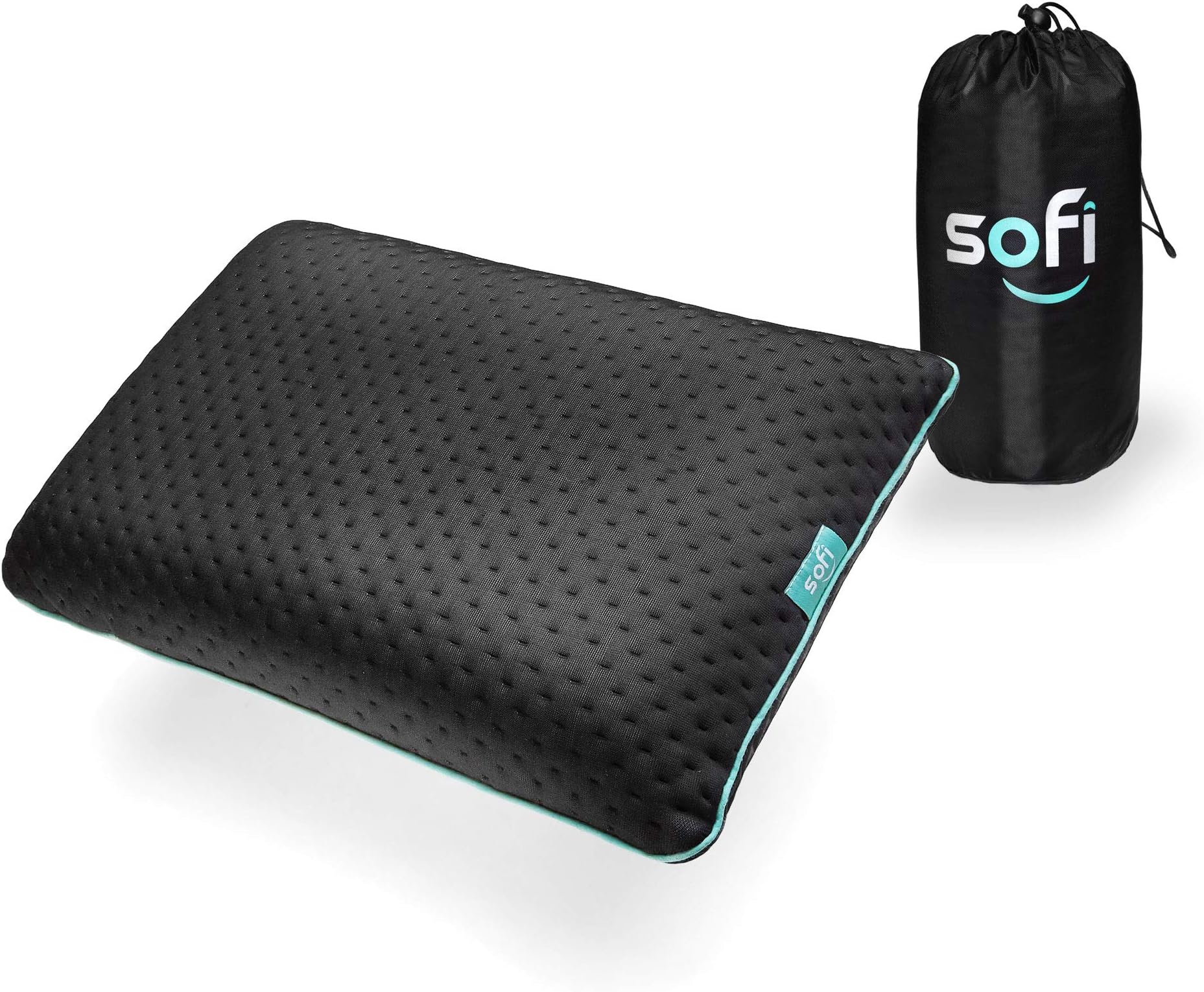 sofi Travel & Camping Memory Foam Pillow – Easy to Carry Portable Bag – Orthopedic Memory Foam – Black Pillow Case - Perfect For Fishing/Backpacking/Hiking/Beach