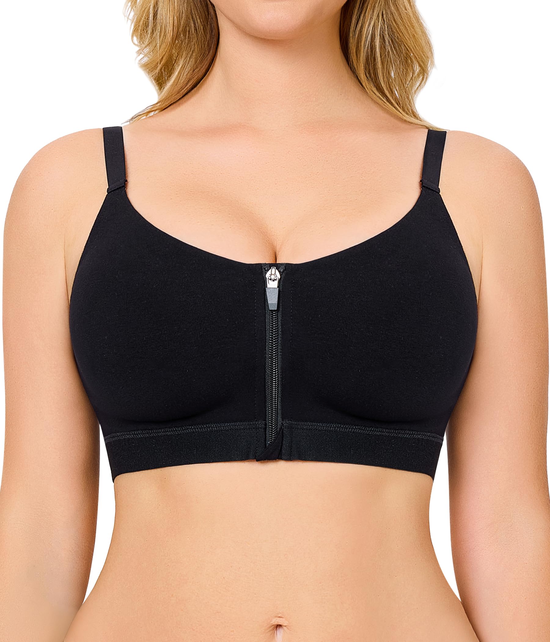 Photo 1 of S CYDREAM Womens Zip Front Closure Bra Wireless Seamless Bralettes Comfort Full Coverage Back Smoothing No Underwire (US, Alpha, Small, Regular, Regular, Black)