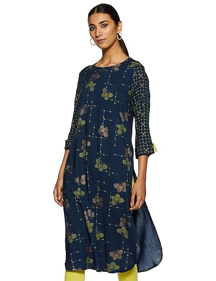Women's Rayon Straight Kurta (AEAMSP20SPINDIGO_Indigo_Large)