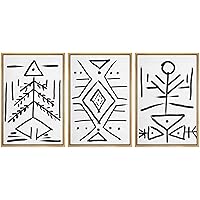 SIGNWIN Framed Canvas Print Wall Art Triangle Geometric Figures Abstract Shapes Illustrations Expressionism Alternative Expressive Dark for Living Room, Bedroom, Office - 16