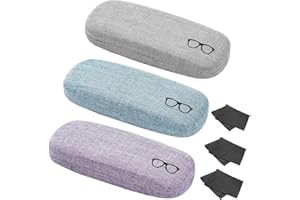 3 Pack Hard Shell Eyeglasses Case, Portable Glasses Protection Case for Glasses, Linen Fabrics Eyeglasses Case