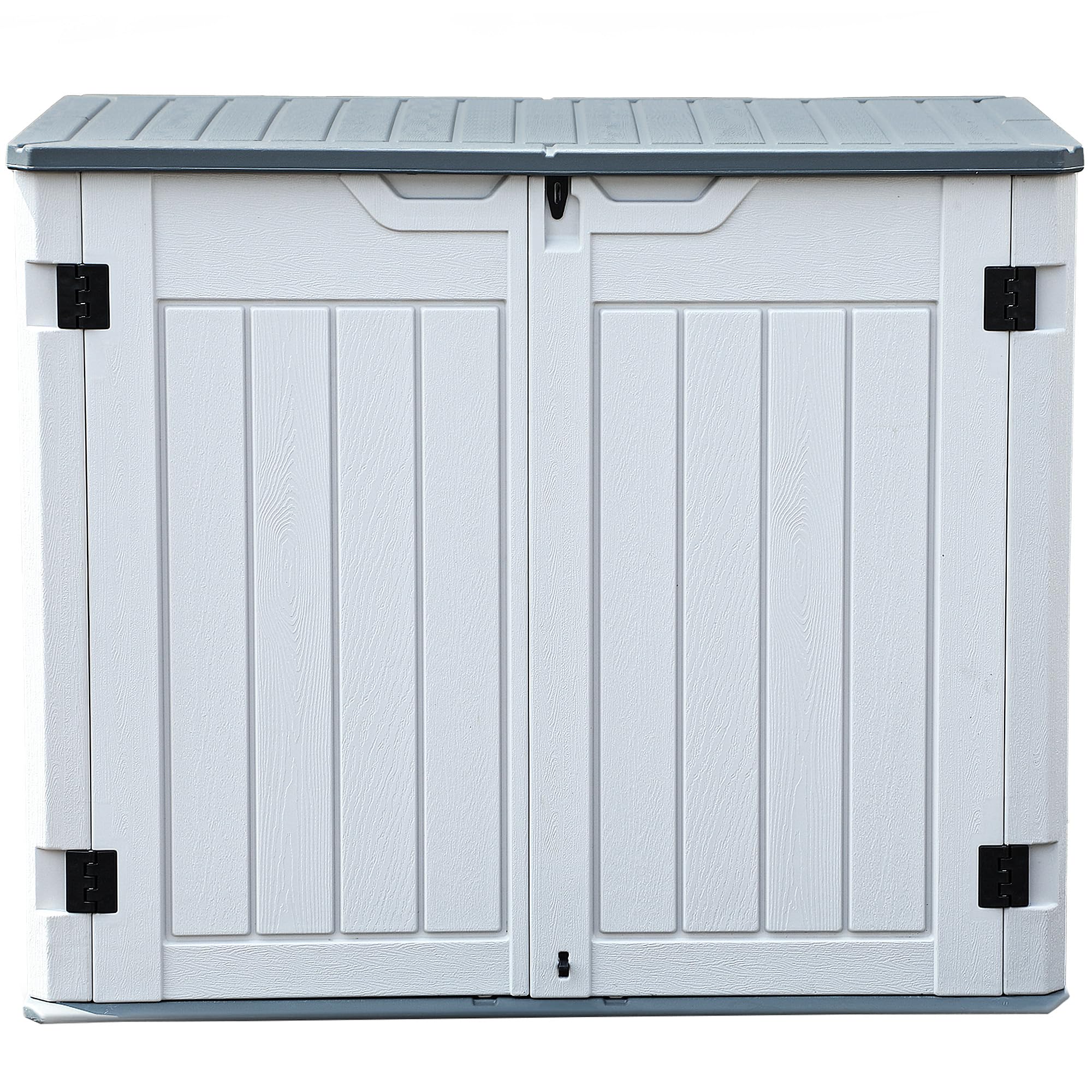 Photo 1 of DWVO Outdoor Weather-Resistant Horizontal Storage Shed, 35 Cu Ft Capacity, Lockable and Waterproof, Suitable for Storing Garden Tools, Light Gray