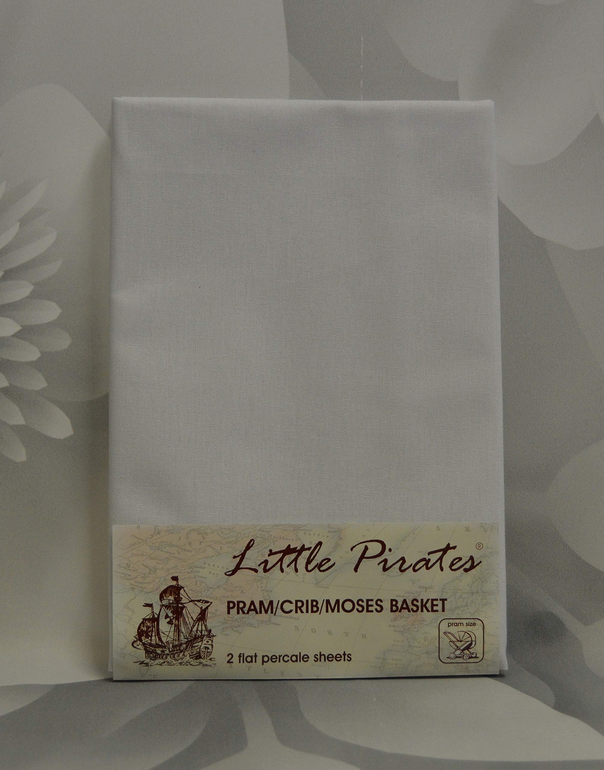 2 x Baby Pram/Crib/Moses Basket Flat Sheet 100% Cotton White