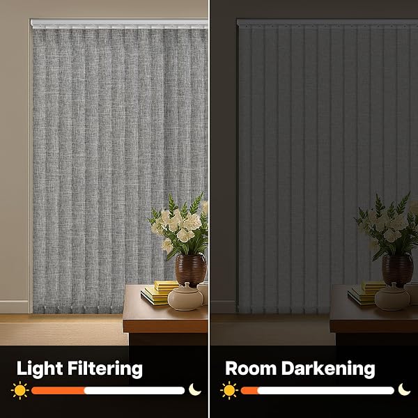LAZBLINDS LIGHT FILTERING VERTICAL BLINDS REPLACEMENT SLATS – POLYESTER FABRIC FOR SLIDING GLASS DOOR, PATIO & WINDOWS, 82.5″X3.5″, 25 PACK, GREY
