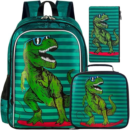 gxtvo 3PCS Kids Dinosaur Backpack for Boys, 16