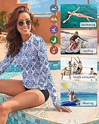 WOWENY Women Rash Guard Long Sleeve Swim Shirts UPF