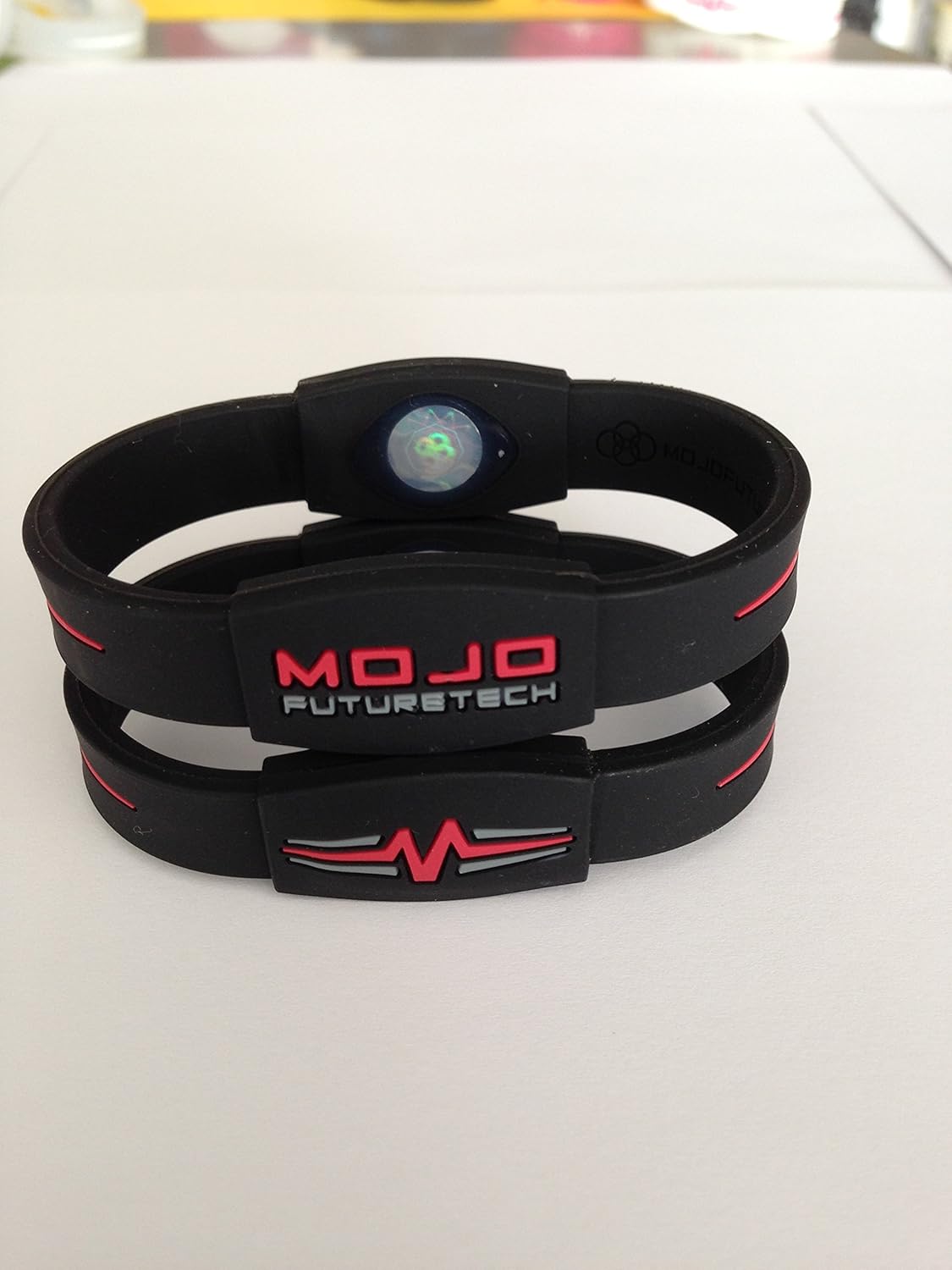 Mojo Elite 8 inch Double Holographic wristband Black/Red/Grey Amazon.co.uk Sports & Outdoors