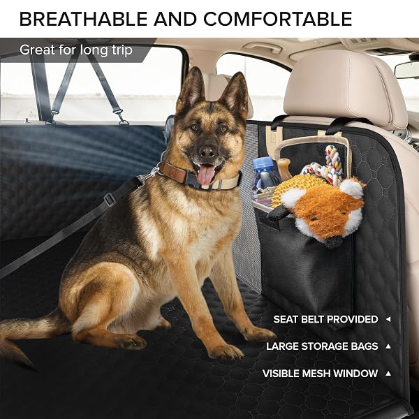 SHARLOVY XL TRUCK BACK SEAT EXTENDER FOR DOGS, LARGE HARD BOTTOM DOG CAR SEAT COVER FOR BACK SEAT, HEAVY DUTY DOG CAR HAMMOCK, WATERPROOF PET SEAT COVERS FOR TRUCKS, F150, RAM1500 AND LARGE SUV