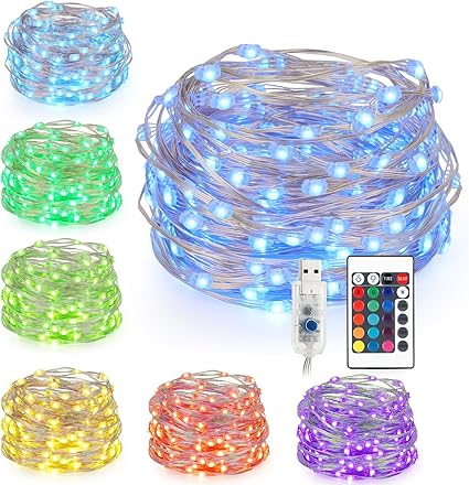 Amazon Com Kohree Led Fairy String Lights Battery Powered Multi Color Changing Twinkle Lights With Remote 33ft 100 Led With Remote And Usb For Bedroom Ceiling Wedding Indoor Outdoor Lights Room Decor Home