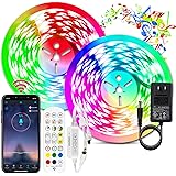BIHRTC Led Strip Lights kit 32.8ft App Control RGB 300leds 5050 Color Changing Flexible Led Tape Light with Remote Music Sync