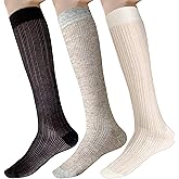 Arukora Women Knee High Socks Size 5-9 Thin Breathable Cotton Boot Sock White Gray Black
